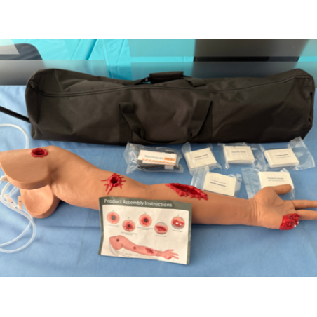 Simulator stop the bleed chile, arm with multiple wounds